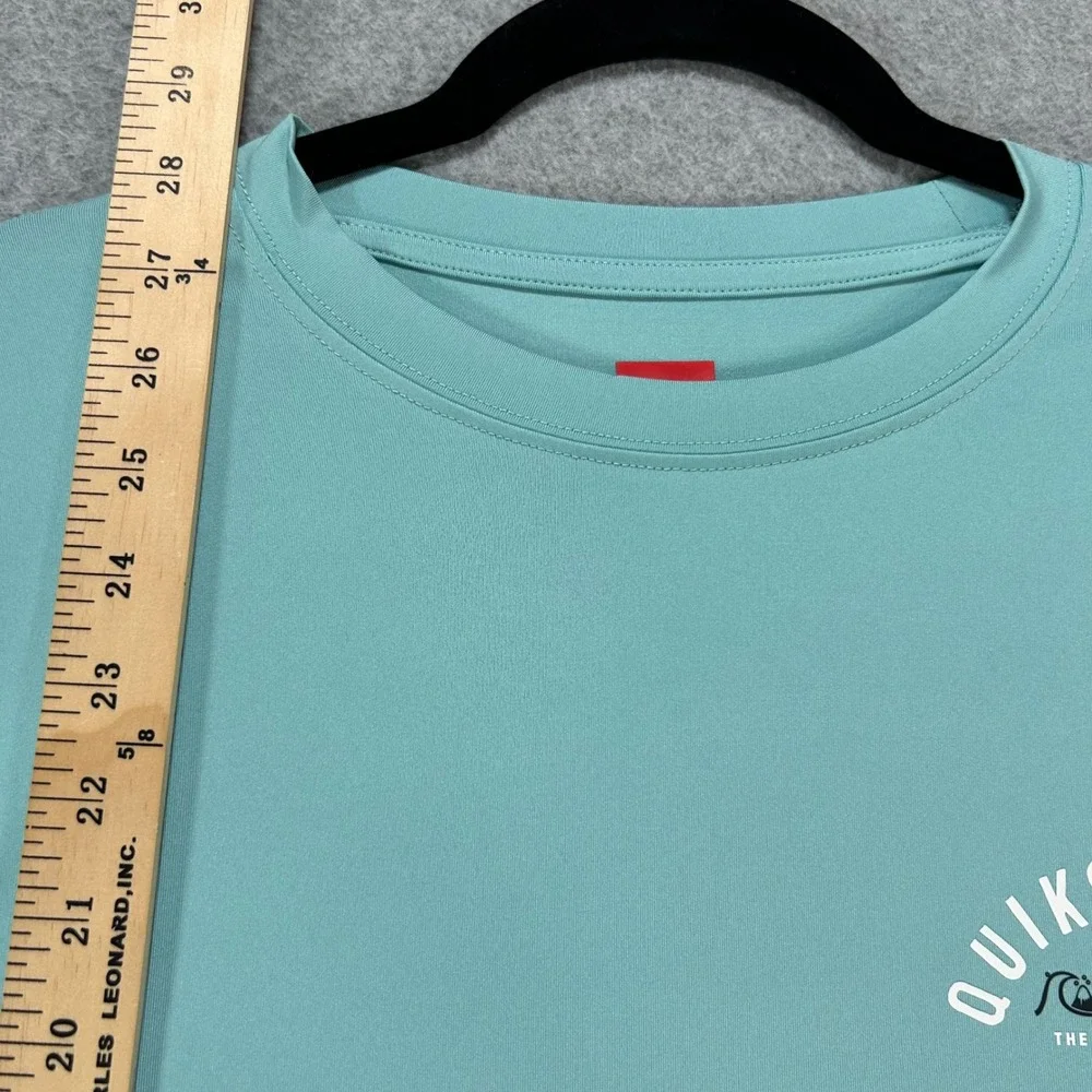 Quiksilver Rash Guard Swim Shirt Mens L Teal Blue Surf Beach Wear